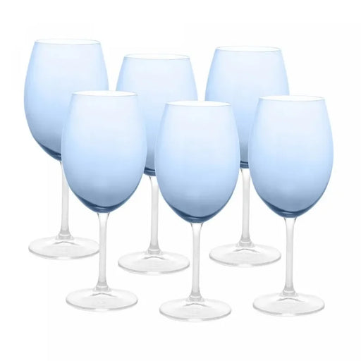 Conjunto 6 Taças De Vinho Feito Cristal Modelo Oceano Ônix Azul 580Ml 336