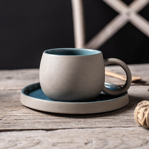 Xicara Latte Com Placa De Ceramica- 300Ml Azul 22